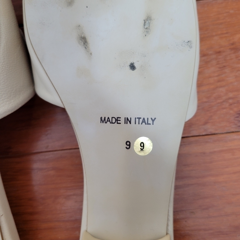 Avellini Beige Leather Slides - Picture 7 of 7